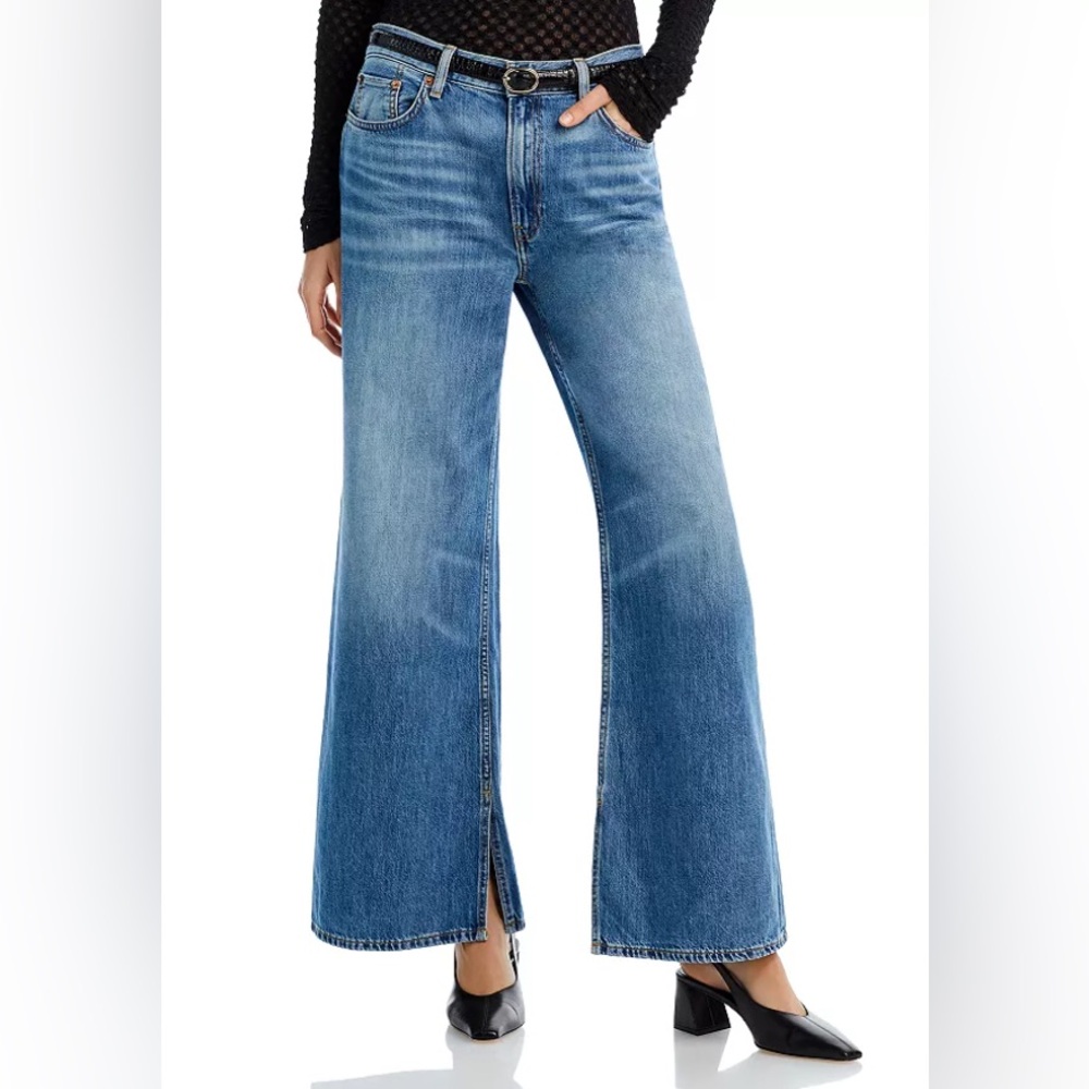 REDONE loose high rise wide leg jeans with a split hem